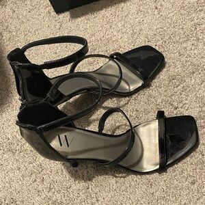Worthington Glossy Black Strappy Heels